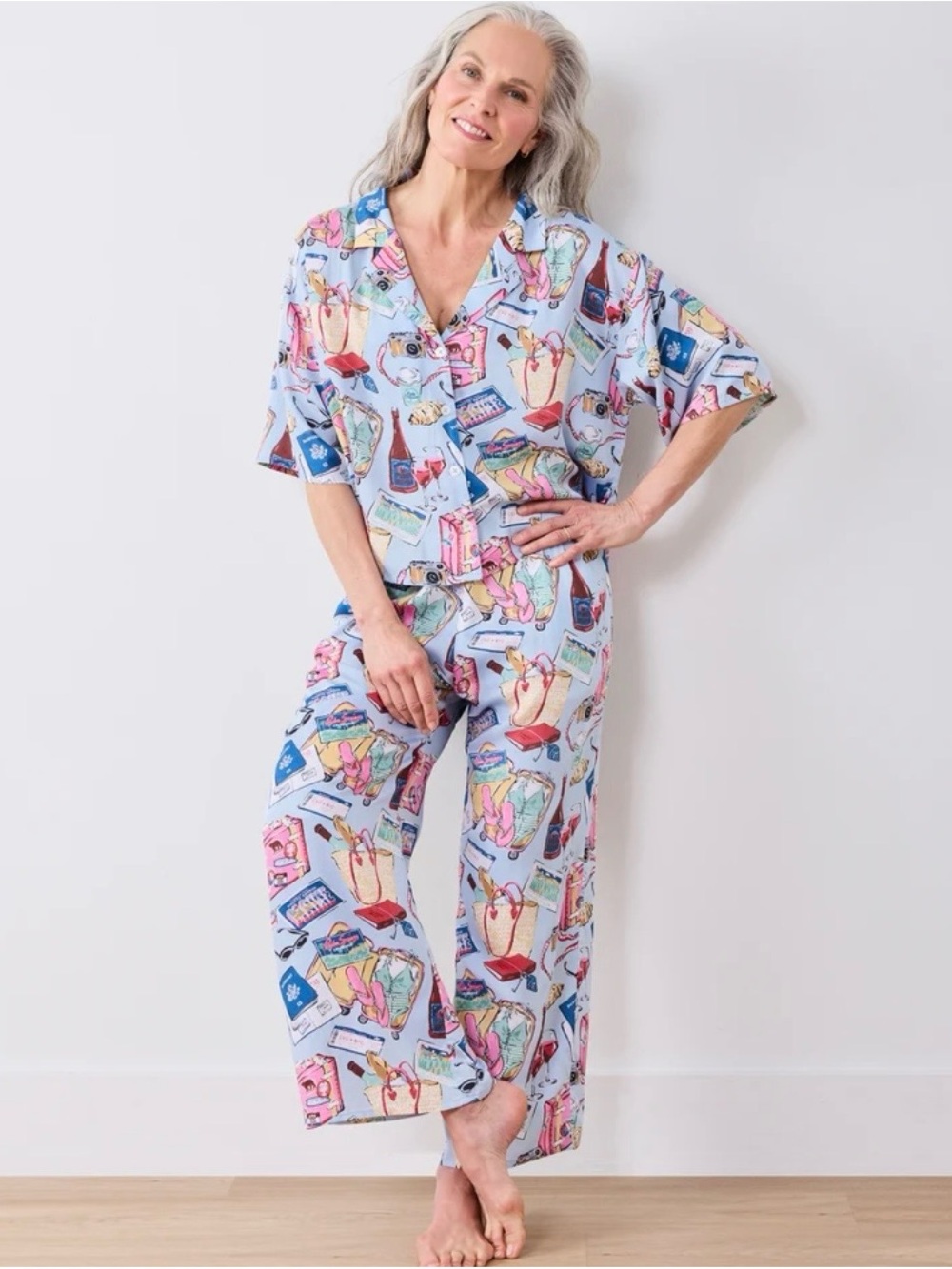 Printfresh Light Blue Novelty Print Women's Pajama Set